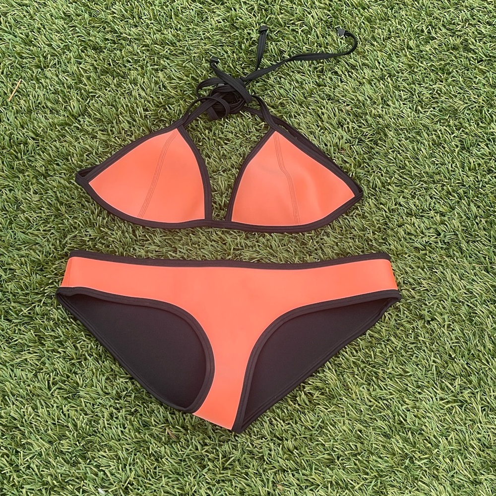 Orange and BlackTriangl Bikini Set